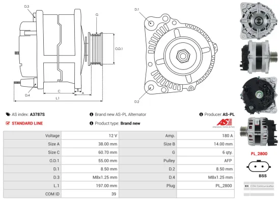 Generator 12 V AS-PL A3787S Bild Generator 12 V AS-PL A3787S
