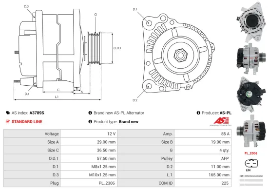 Generator 12 V AS-PL A3789S Bild Generator 12 V AS-PL A3789S