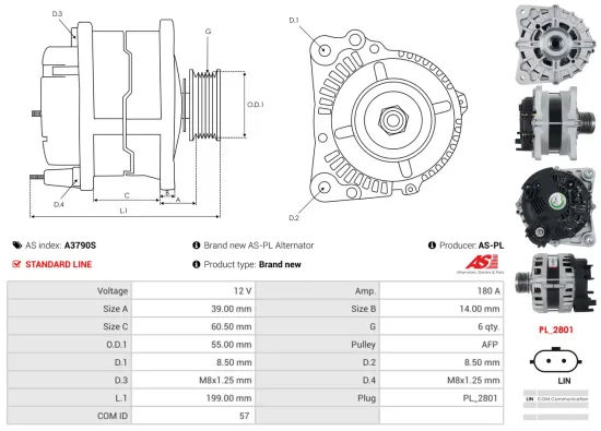 Generator 12 V AS-PL A3790S Bild Generator 12 V AS-PL A3790S