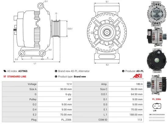 Generator 12 V AS-PL A3796S Bild Generator 12 V AS-PL A3796S