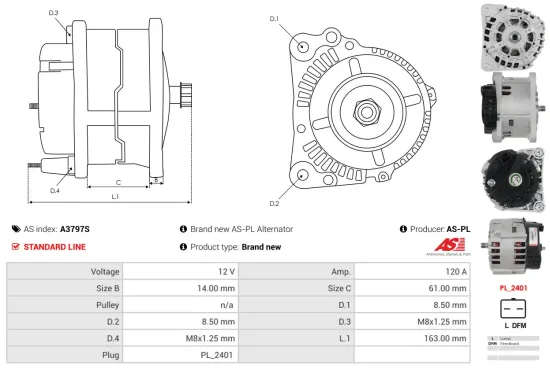 Generator 12 V AS-PL A3797S Bild Generator 12 V AS-PL A3797S