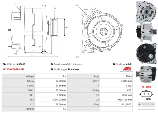 Generator 12 V AS-PL A3800S Bild Generator 12 V AS-PL A3800S