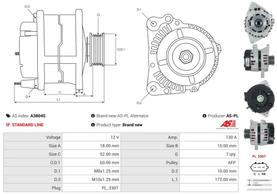 Generator 12 V AS-PL A3804S Bild Generator 12 V AS-PL A3804S