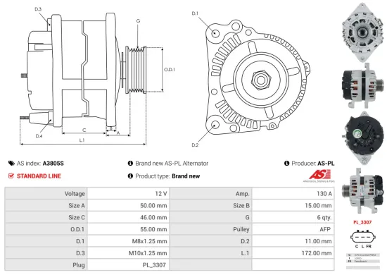 Generator 12 V AS-PL A3805S Bild Generator 12 V AS-PL A3805S