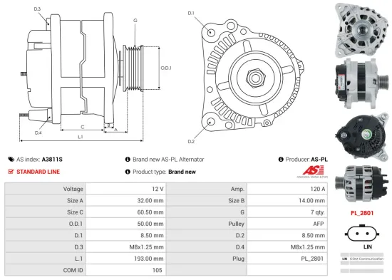 Generator 12 V AS-PL A3811S Bild Generator 12 V AS-PL A3811S