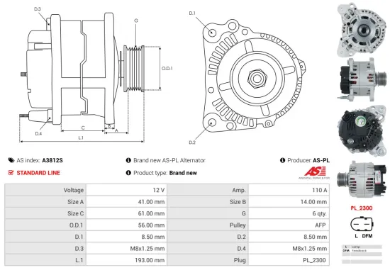 Generator 12 V AS-PL A3812S Bild Generator 12 V AS-PL A3812S