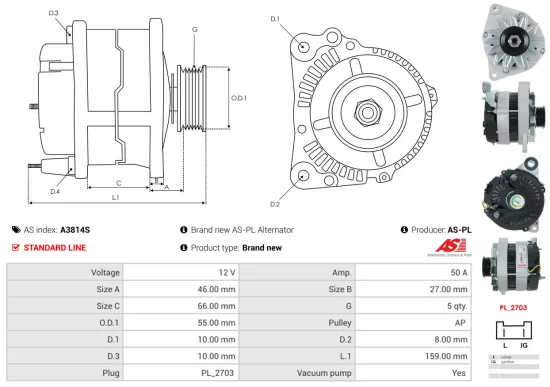 Generator 12 V AS-PL A3814S Bild Generator 12 V AS-PL A3814S