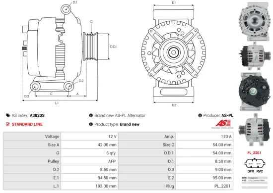Generator 12 V AS-PL A3820S Bild Generator 12 V AS-PL A3820S
