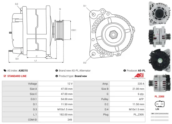 Generator 12 V AS-PL A3821S Bild Generator 12 V AS-PL A3821S