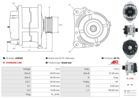 Generator 12 V AS-PL A3826S Bild Generator 12 V AS-PL A3826S