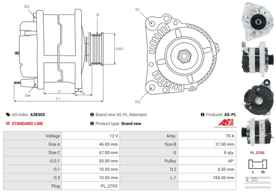 Generator 12 V AS-PL A3830S Bild Generator 12 V AS-PL A3830S
