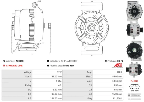 Generator 12 V AS-PL A3834S Bild Generator 12 V AS-PL A3834S