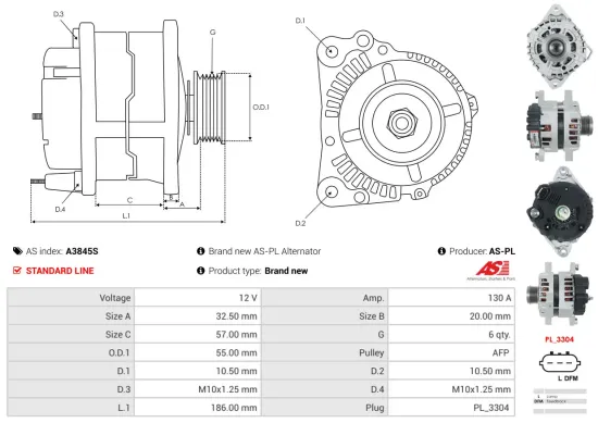 Generator 12 V AS-PL A3845S Bild Generator 12 V AS-PL A3845S