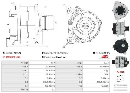 Generator 12 V AS-PL A3867S Bild Generator 12 V AS-PL A3867S