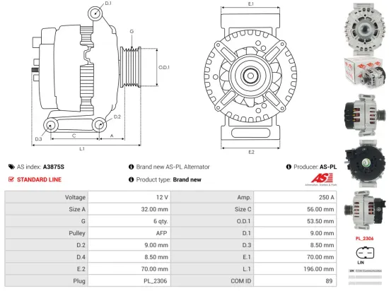 Generator 12 V AS-PL A3875S Bild Generator 12 V AS-PL A3875S