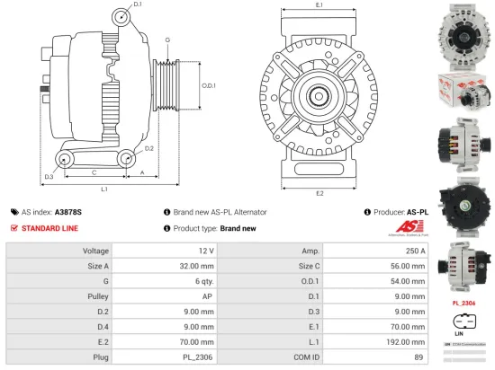 Generator 12 V AS-PL A3878S Bild Generator 12 V AS-PL A3878S