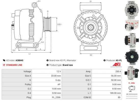 Generator 12 V AS-PL A3884S Bild Generator 12 V AS-PL A3884S