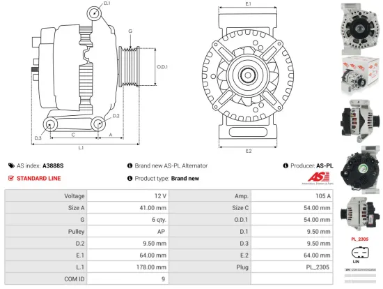 Generator 12 V AS-PL A3888S Bild Generator 12 V AS-PL A3888S