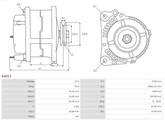 Generator 12 V AS-PL A4013 Bild Generator 12 V AS-PL A4013