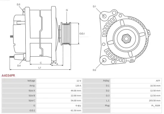 Generator 12 V AS-PL A4034PR Bild Generator 12 V AS-PL A4034PR