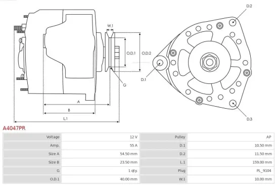 Generator 12 V AS-PL A4047PR Bild Generator 12 V AS-PL A4047PR