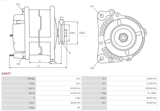 Generator 12 V AS-PL A4047 Bild Generator 12 V AS-PL A4047