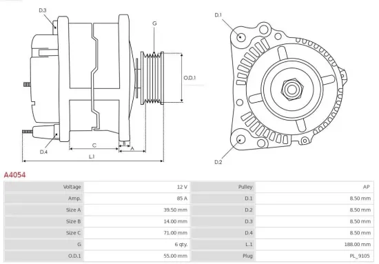 Generator 12 V AS-PL A4054 Bild Generator 12 V AS-PL A4054