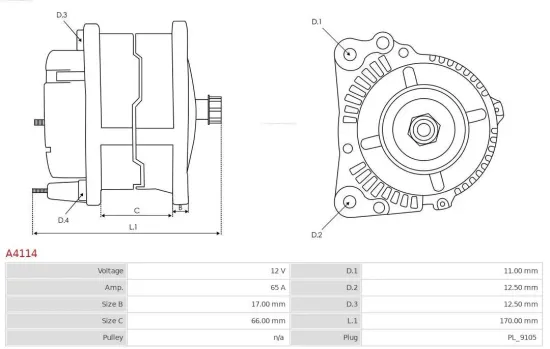 Generator 12 V AS-PL A4114 Bild Generator 12 V AS-PL A4114
