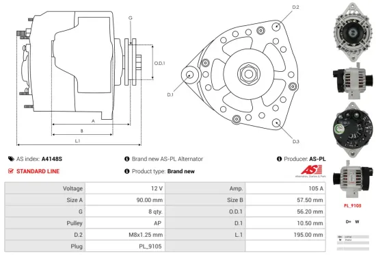 Starter 12 V 1,7 kW AS-PL S01014(SEG) Bild Starter 12 V 1,7 kW AS-PL S01014(SEG)