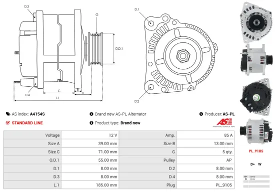 Generator 12 V AS-PL A4154S Bild Generator 12 V AS-PL A4154S
