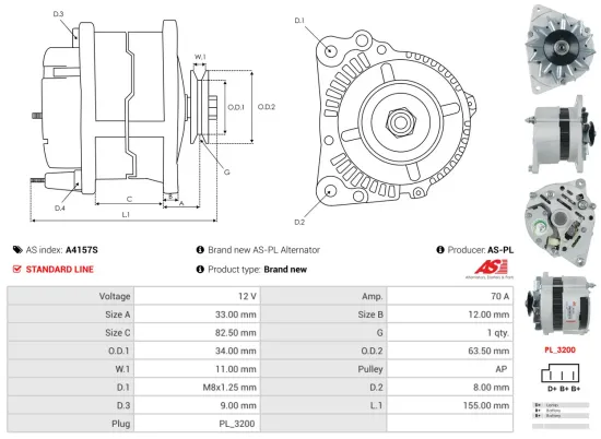 Generator 12 V AS-PL A4157S Bild Generator 12 V AS-PL A4157S