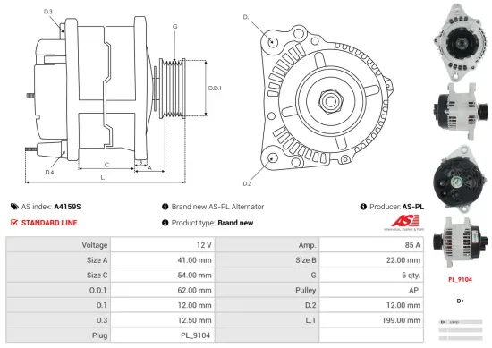 Generator 12 V AS-PL A4159S Bild Generator 12 V AS-PL A4159S