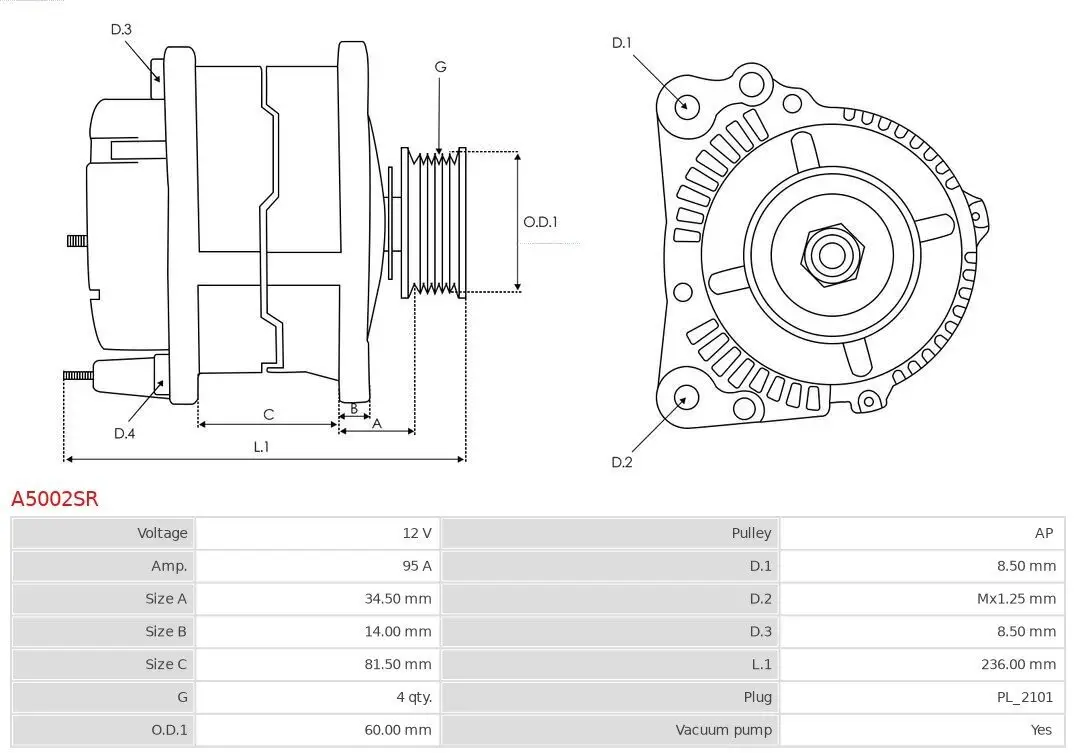 Generator 12 V AS-PL A9258S