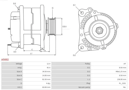 Generator 12 V AS-PL A5002 Bild Generator 12 V AS-PL A5002