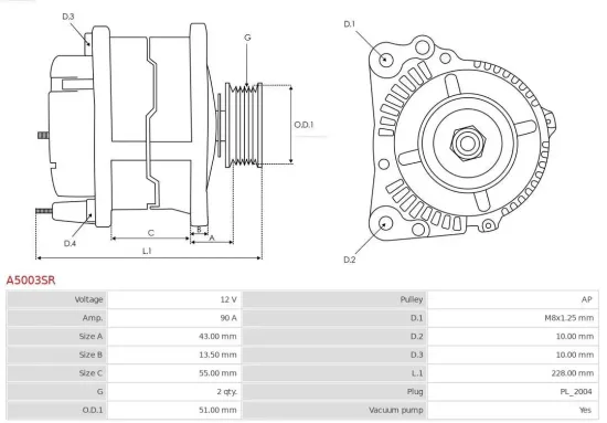 Generator 12 V AS-PL A5003SR Bild Generator 12 V AS-PL A5003SR
