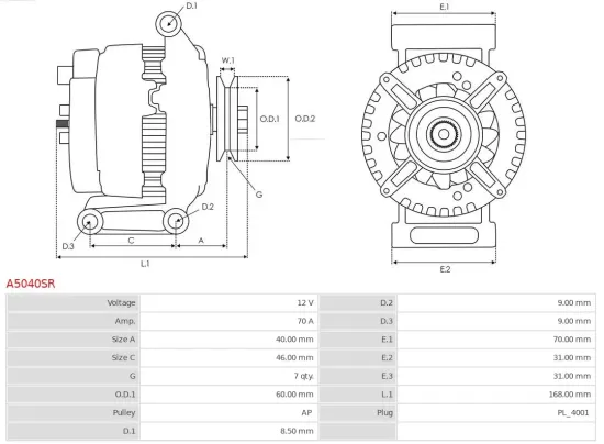 Generator 12 V AS-PL A5040SR Bild Generator 12 V AS-PL A5040SR
