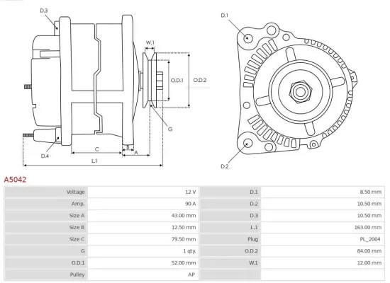 Generator 12 V AS-PL A5042 Bild Generator 12 V AS-PL A5042
