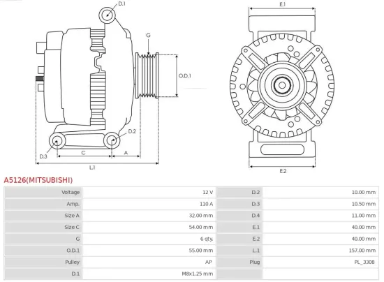 Generator 12 V AS-PL A5126(MITSUBISHI) Bild Generator 12 V AS-PL A5126(MITSUBISHI)
