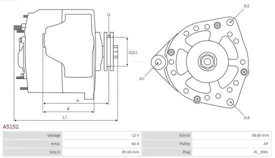 Generator 12 V AS-PL A5152 Bild Generator 12 V AS-PL A5152