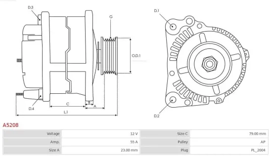 Generator 12 V AS-PL A5208 Bild Generator 12 V AS-PL A5208