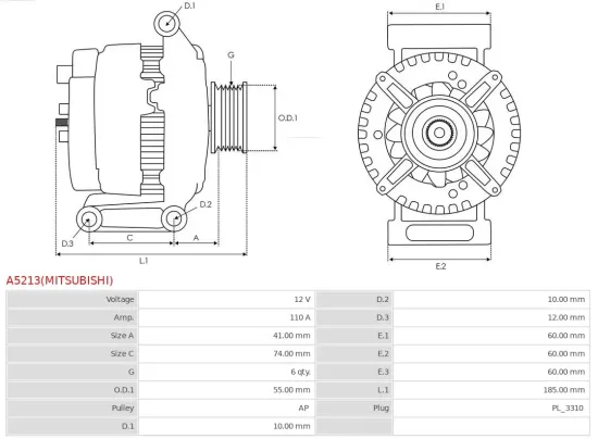 Generator 12 V AS-PL A5213(MITSUBISHI) Bild Generator 12 V AS-PL A5213(MITSUBISHI)