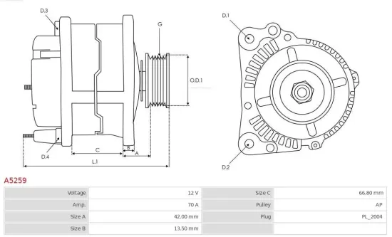 Generator 12 V AS-PL A5259 Bild Generator 12 V AS-PL A5259