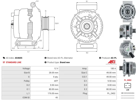 Generator 12 V AS-PL A5460S Bild Generator 12 V AS-PL A5460S