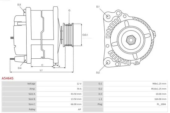 Generator 12 V AS-PL A5464S Bild Generator 12 V AS-PL A5464S