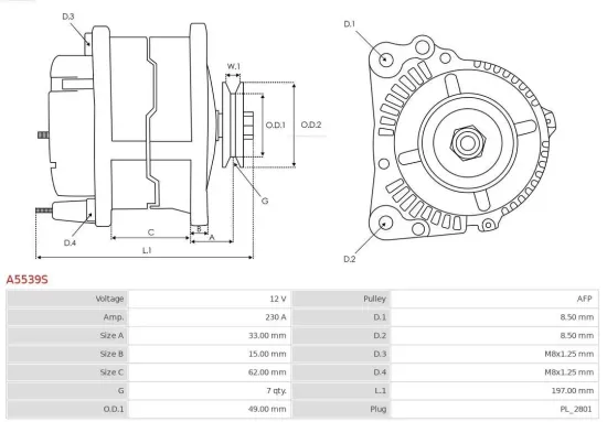Generator 12 V AS-PL A5539S Bild Generator 12 V AS-PL A5539S
