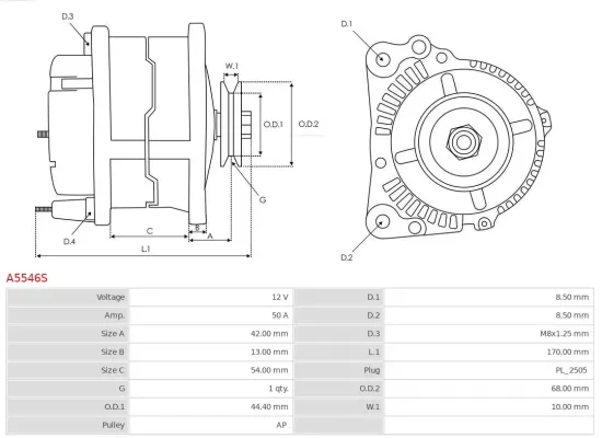 Generator 12 V AS-PL A5546S Bild Generator 12 V AS-PL A5546S