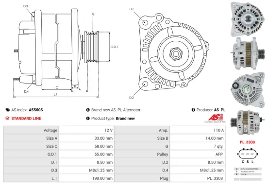 Generator 12 V AS-PL A5560S Bild Generator 12 V AS-PL A5560S