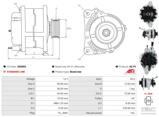 Generator 12 V AS-PL A5585S Bild Generator 12 V AS-PL A5585S