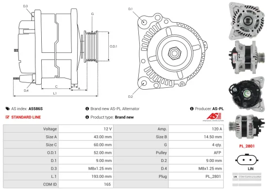 Generator 12 V AS-PL A5586S Bild Generator 12 V AS-PL A5586S