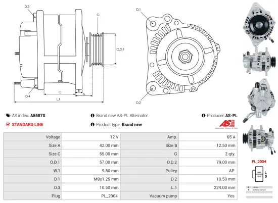 Generator 12 V AS-PL A5587S Bild Generator 12 V AS-PL A5587S